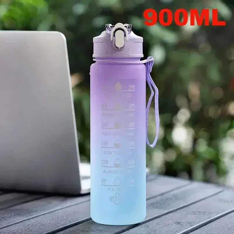 3Pcs Gradient Plastic Cup Set Large Capacity Sports Water Bottle Outdoor Travel Gym Fitness Jugs Student Portable Cup WIth Straw