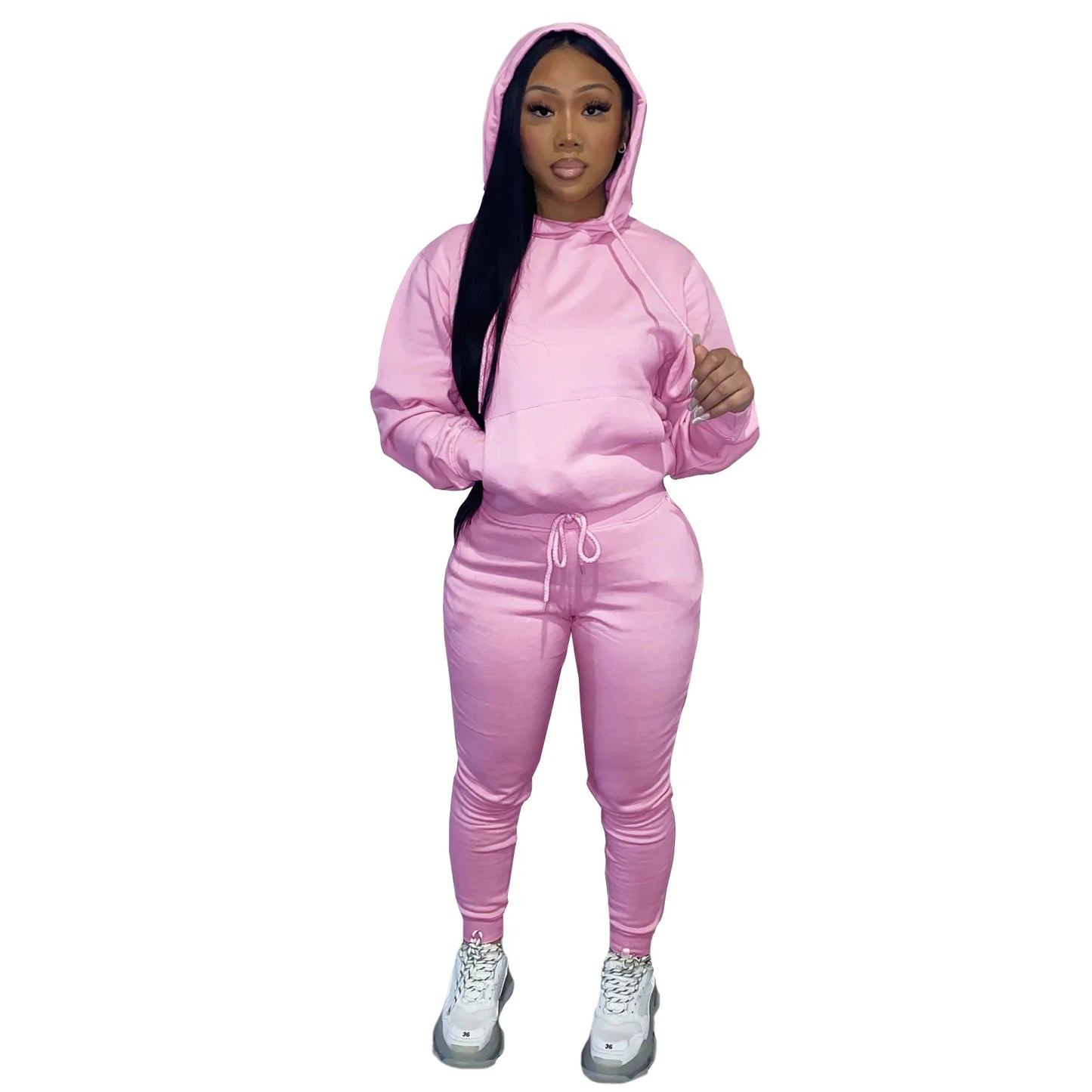 Thick Fleece Sweatpants & Hoodie Top Track Suit Women 2 Piece Jogging Set Outfits Jogger Sport Two Piece sweatsuit Set