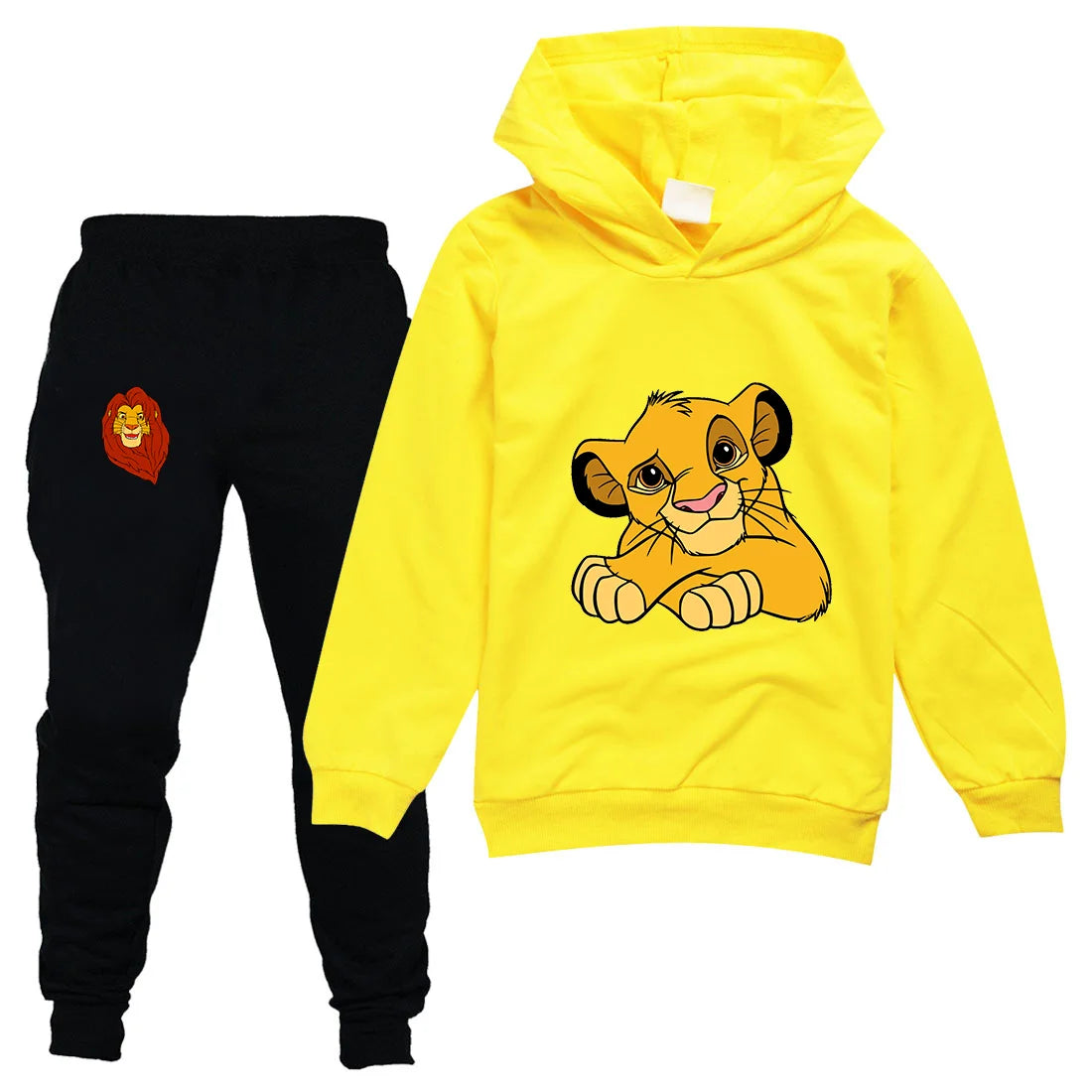 The Lion King Simba Boys Girls Casual Thin Hoodies Black Pants Children Outerwear Clothing Sets Kids Sportswear Suits