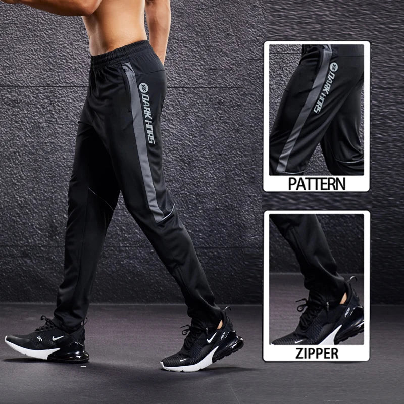 Men Fitness Running Sport Pants with Zipper Pockets Training Joggings Sweatpants Basketball Soccer Trousers Plus Size for Male