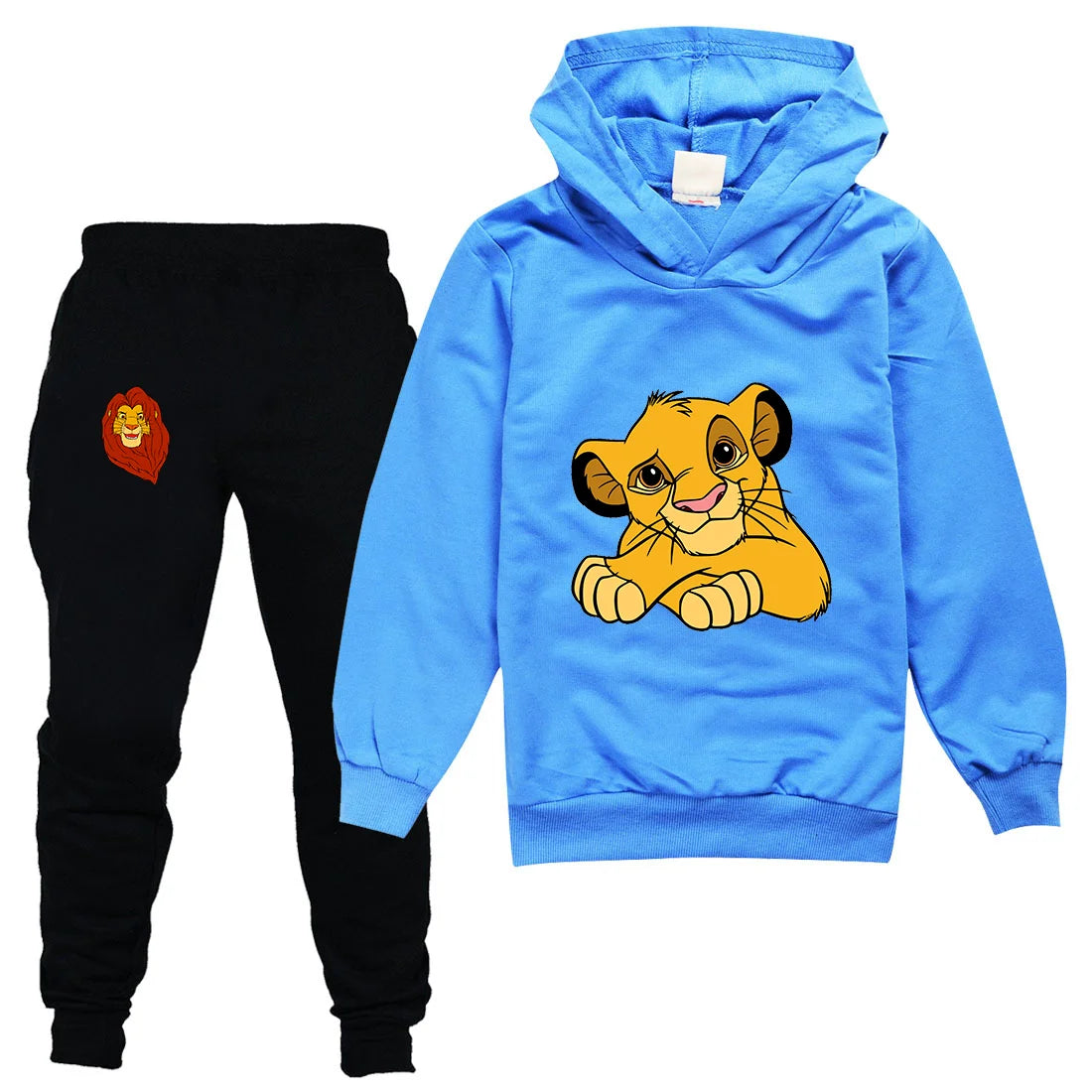 The Lion King Simba Boys Girls Casual Thin Hoodies Black Pants Children Outerwear Clothing Sets Kids Sportswear Suits