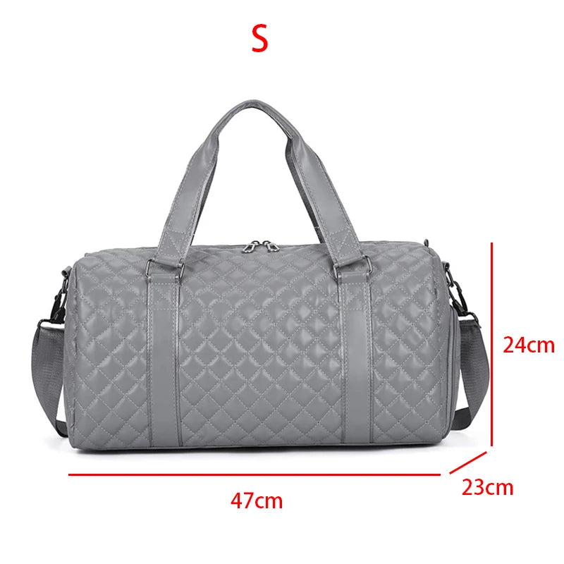 Duffle Tote Gym Fitness Bags for Woman PU Leather Handbag Travel Luggage Shoulder Sports Shoes Pocket Weekend Crossbody Bags