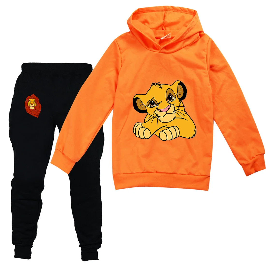 The Lion King Simba Boys Girls Casual Thin Hoodies Black Pants Children Outerwear Clothing Sets Kids Sportswear Suits