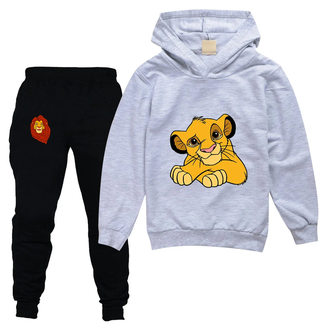 The Lion King Simba Boys Girls Casual Thin Hoodies Black Pants Children Outerwear Clothing Sets Kids Sportswear Suits