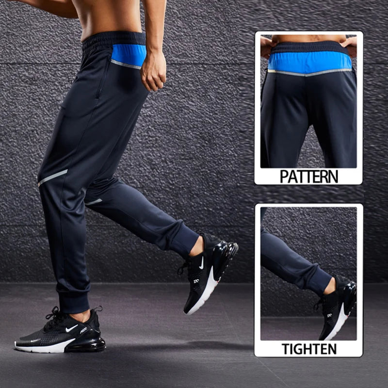 Men Fitness Running Sport Pants with Zipper Pockets Training Joggings Sweatpants Basketball Soccer Trousers Plus Size for Male