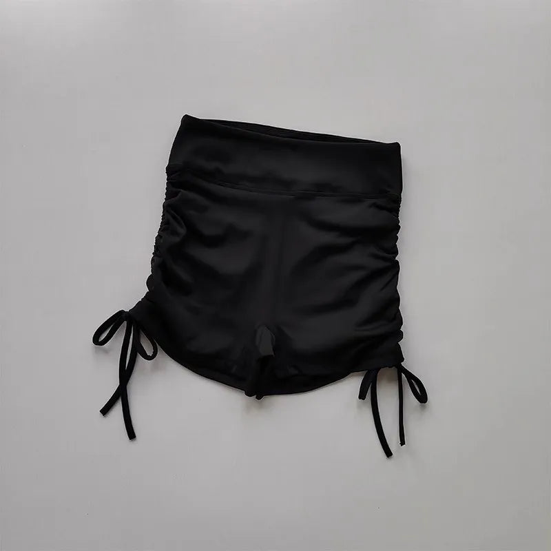 Summer Yoga Shorts Women Fitness Shorts Breathable Sports Edge Drawstring High Waist Running Cycling Shorts Workout Gym Shorts