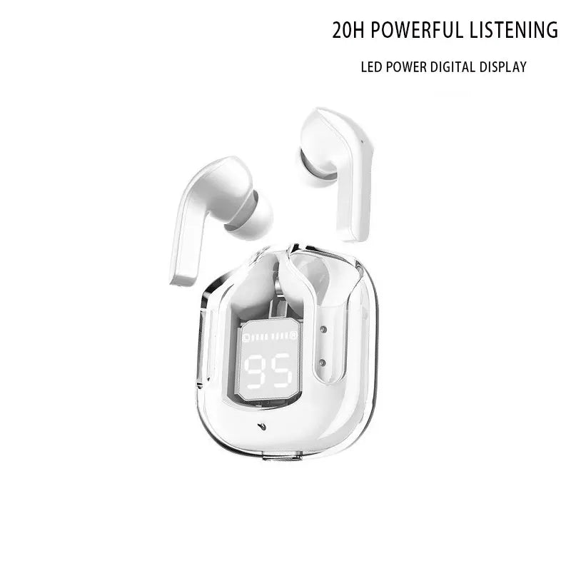 Transparent Wireless Bluetooth Earbud Noise Canceling Stereo Headphone with Digital Display Charging Case Waterproof Gaming