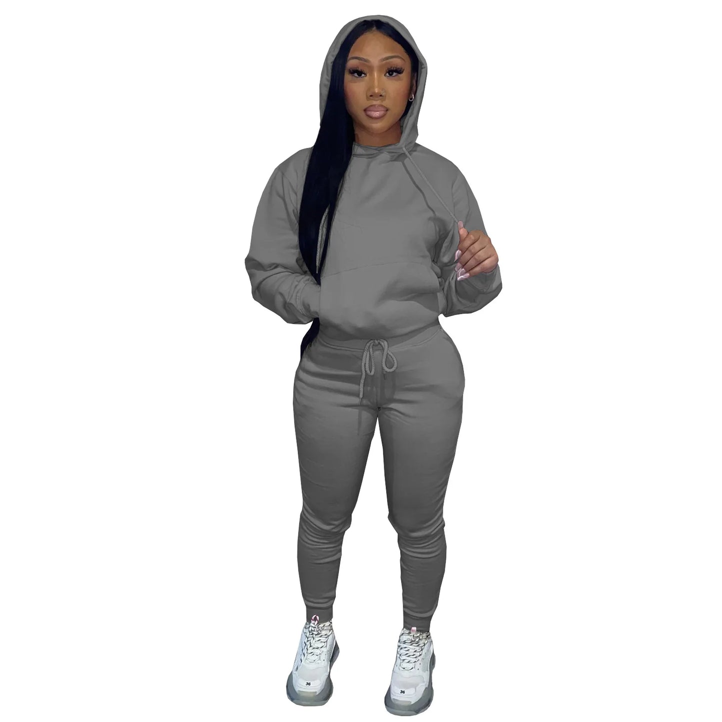 Thick Fleece Sweatpants & Hoodie Top Track Suit Women 2 Piece Jogging Set Outfits Jogger Sport Two Piece sweatsuit Set