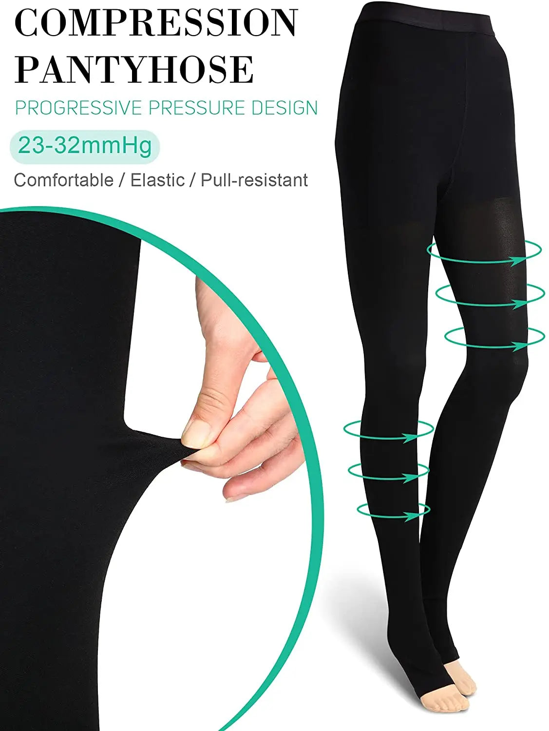 Compression Pantyhose for Women  23-32 MmHg Graduated Compression Stockings Firm Support Opaque High Waist Tights