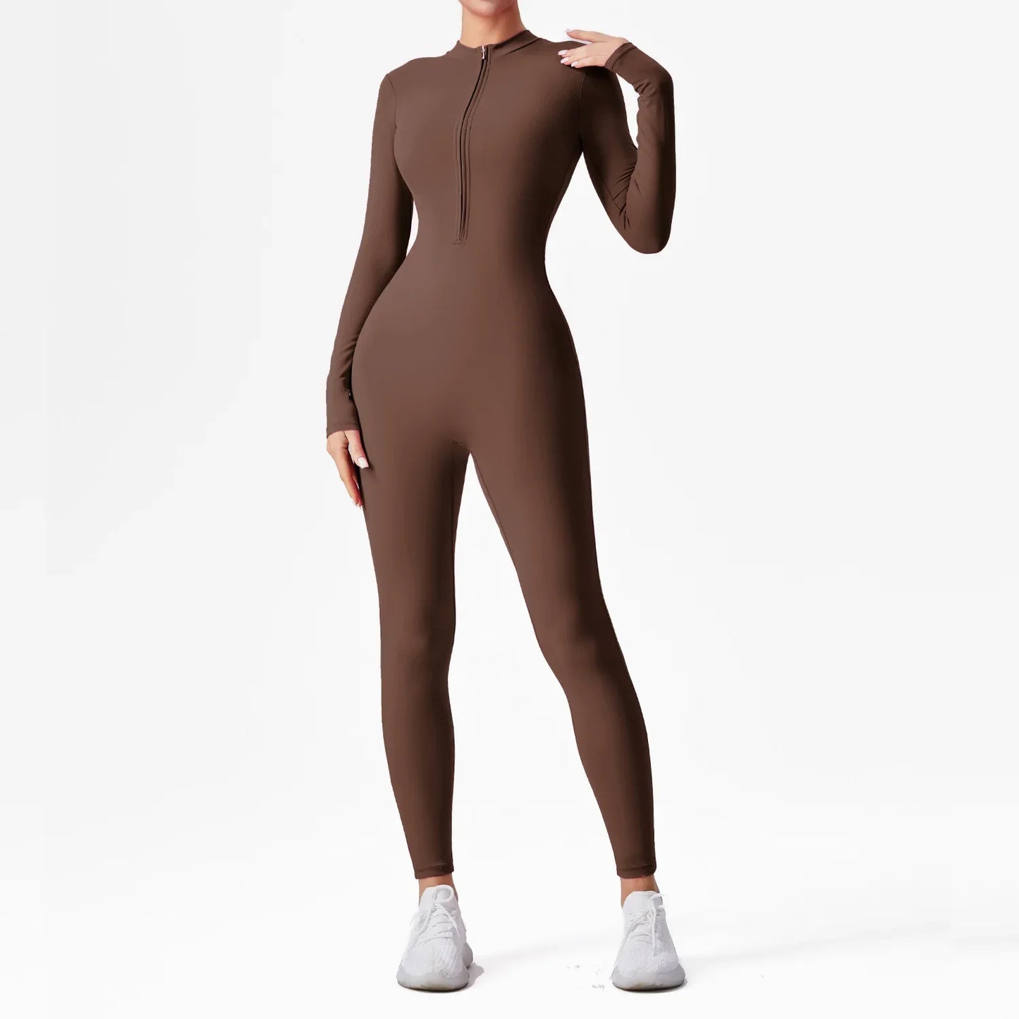 Women Jumpsuit Skinny Solid Color Ribbed Knit Long Sleeve Square Neck Bodycon Jumpsuit Romper Work Out Sport Yoga Playsuits