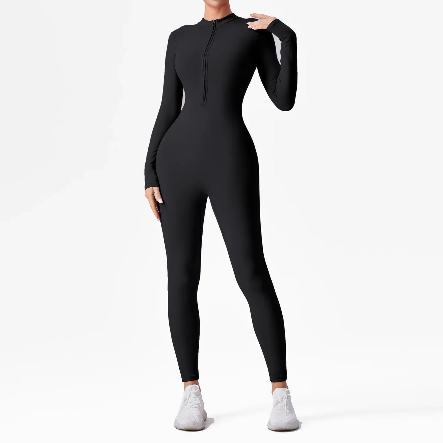 Women Jumpsuit Skinny Solid Color Ribbed Knit Long Sleeve Square Neck Bodycon Jumpsuit Romper Work Out Sport Yoga Playsuits